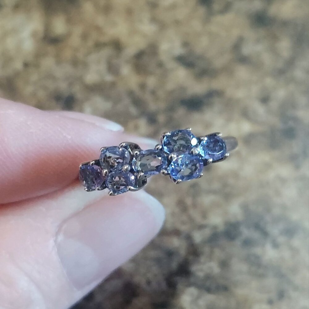 Vintage Tanzanite Ring 925 Silver size 7 VTG Gemstone Ring - Picture 2 of 14